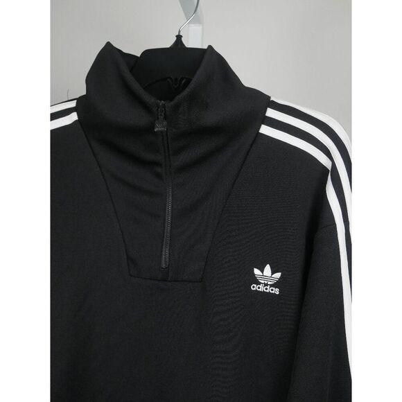 Adidas Men's Funnel neck Quarter Zip Track Top Black Size LARGE - Picture 4 of 9